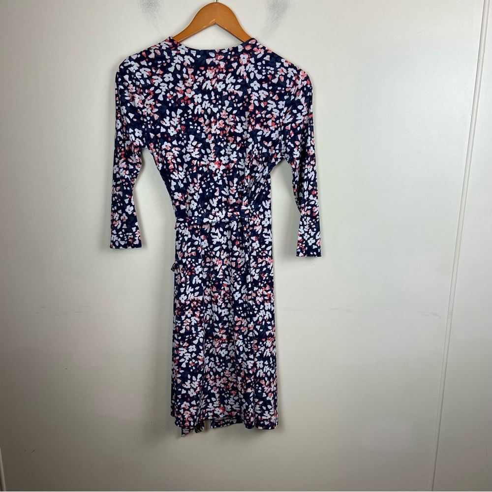 Banana Republic Blue White Pink Abstract Print Wrap‎ Dress Size XS Office - Picture 4 of 9